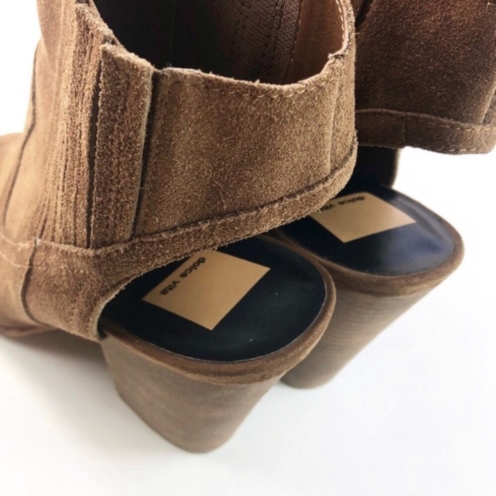 Dolce Vita Brown Leather Suede Booties Peep Toe - Picture 4 of 6